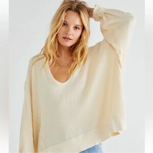 We the free Cream V-Neck Women Sweater